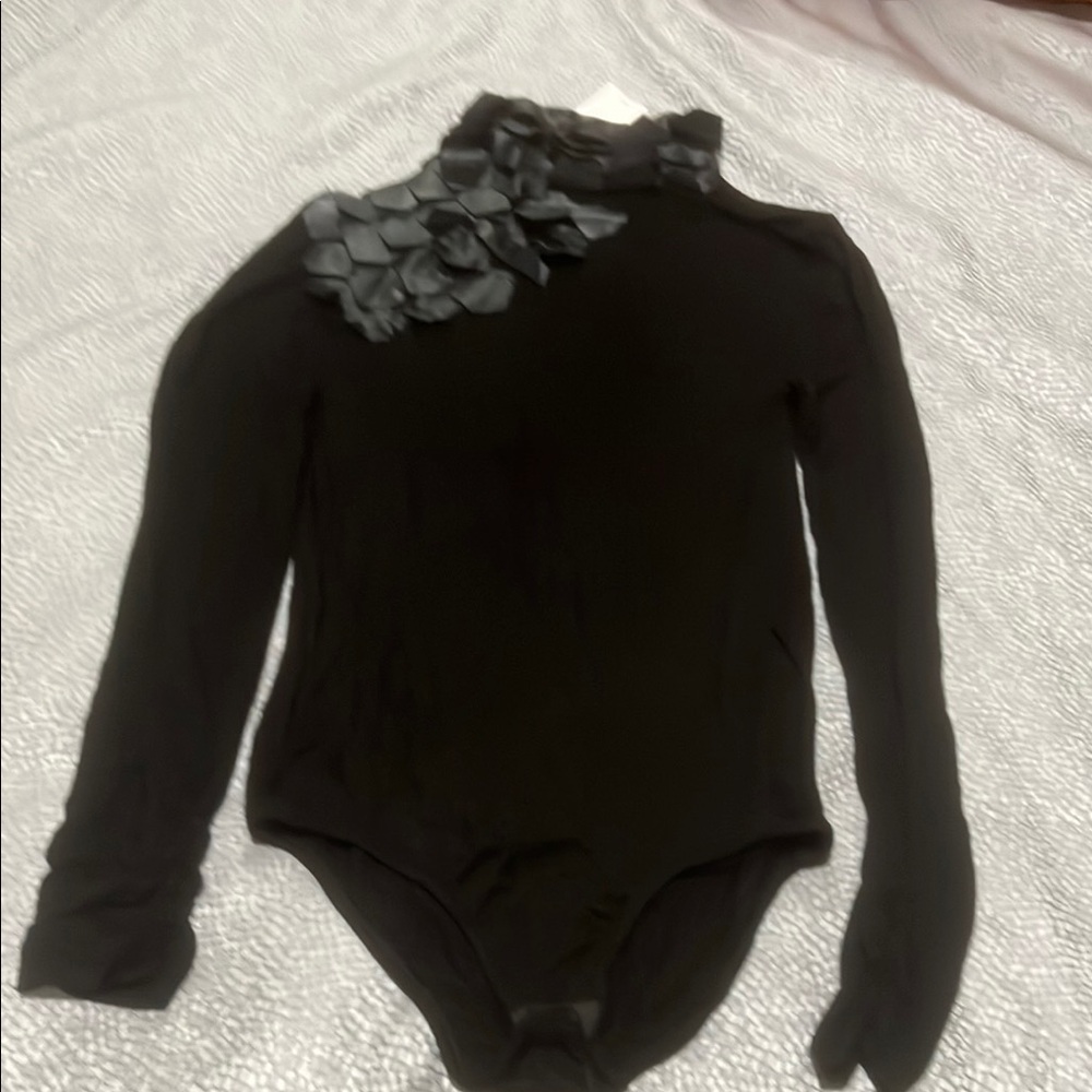 Black Long-Sleeved Turtleneck Bodysuit